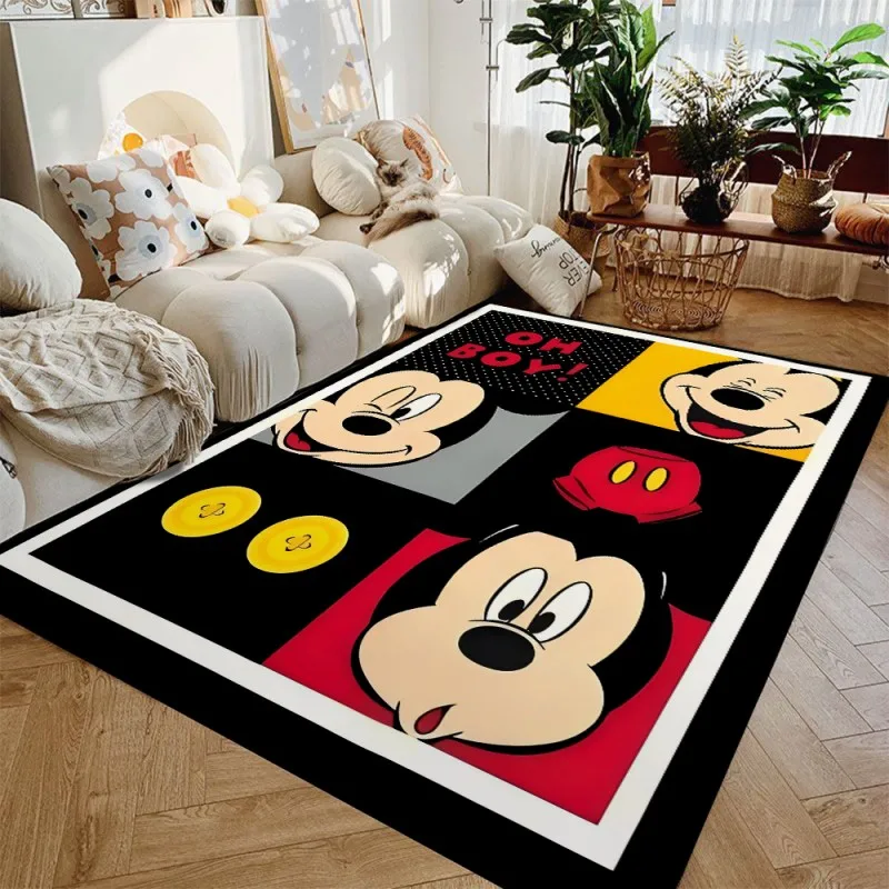 MINISO Disney Mickey Mouse Rug Kids Bedroom Carpet Living Room Non Slip Floor Mat Sofa Coffee Table Rugs for Home Decor Doormat