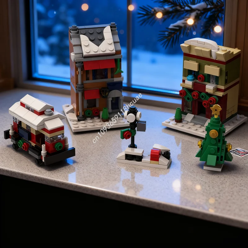 

473 шт. MOC мини модульный праздник основная улица сезонная модель строительные блоки игрушки сборка DIY идея образование Рождественский подарок дети