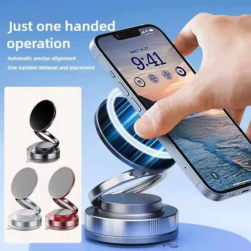 Neuer Vakuum-Magnetischer Telefonhalter Mehrfach Winkelverstellbar Starker Magnet-Saugnapf Klappbarer Mini-Autohalter Navigationsständer