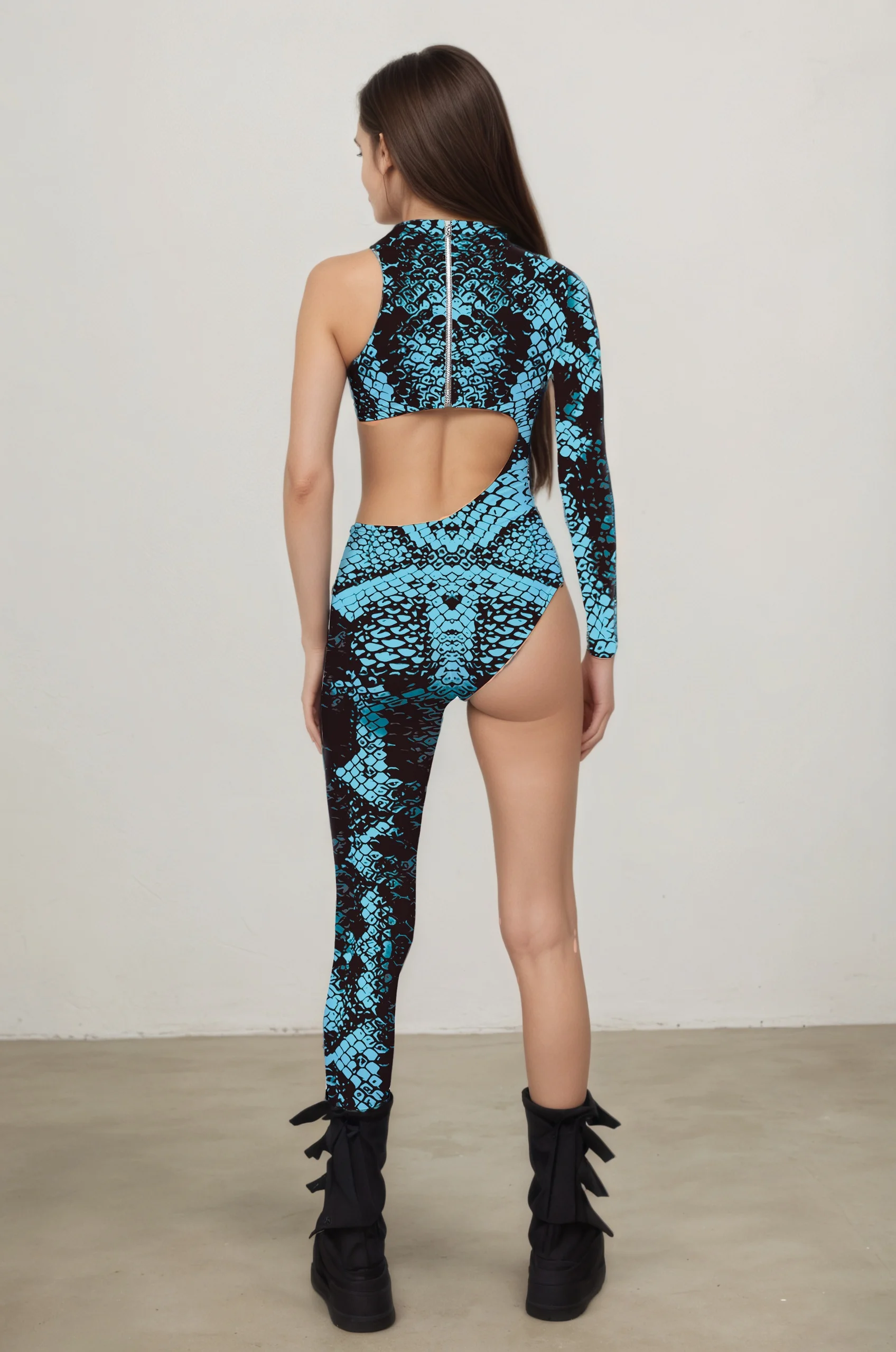 IOOTIANY Bunter Asymmetrischer Urlaubs-Bodysuit Kostüm Party Performance Jumpsuit Sexy Ausgeschnittener High-Grip Strandanzug Badeanzug – Detail 11