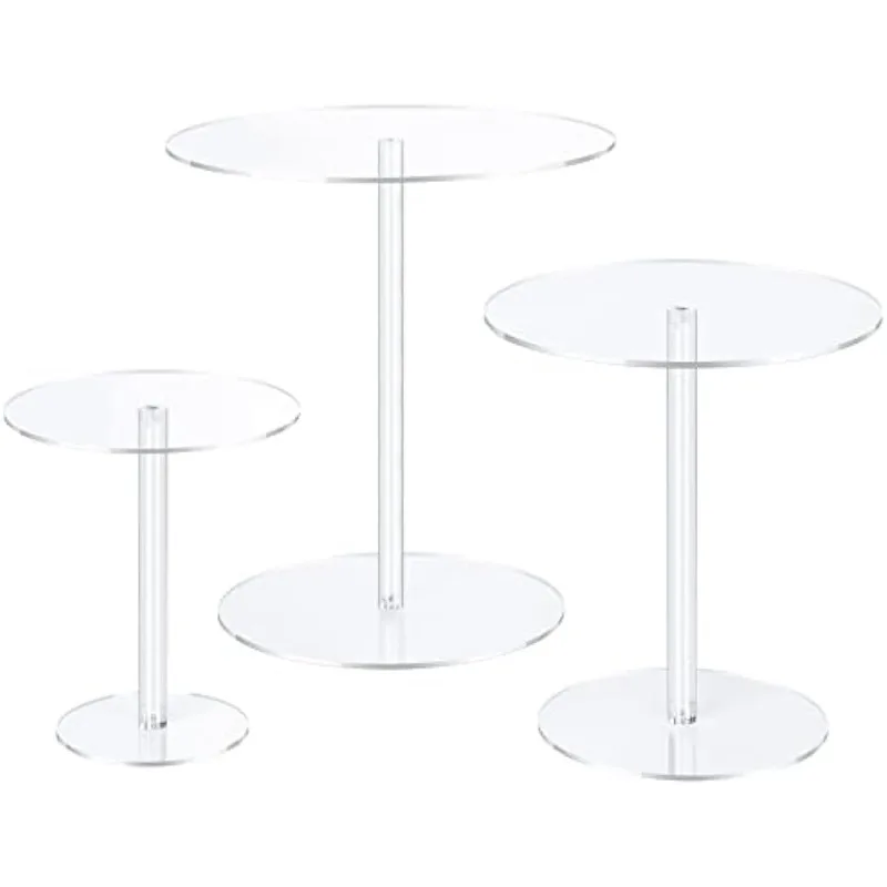 Clear Acrylic Cake Stand 3 set Flower Holder Round Pedestal Display Riser   Decoration for Wedding Birthday Christmas Party