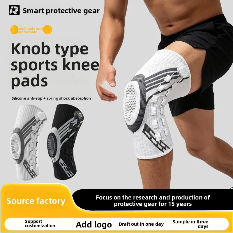 Knobbed Spring Support Silicone Shock Absorption Knitted Knee Pads for Outdoor Running Basketball Sports Protective Gear