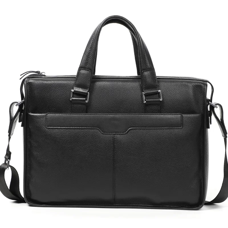 2024 New Laptop Bags Cow Genuine Leather Men's Briefcase Luxury Brand Male Handbags Men Messenger 15.6 Inch Computer Bag