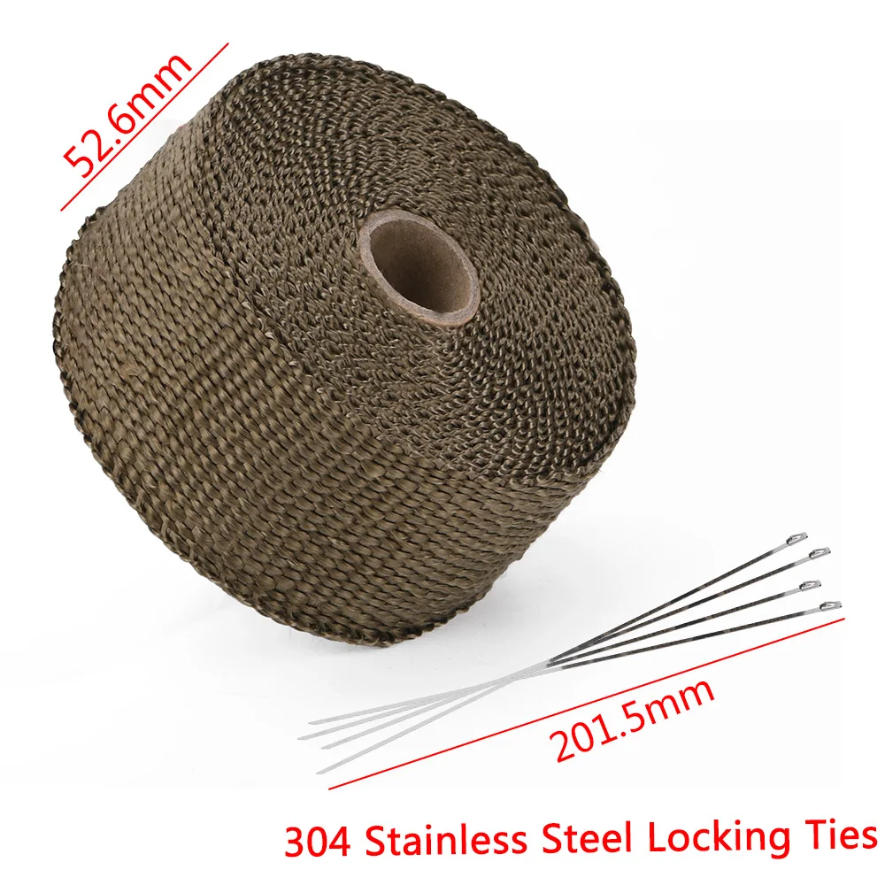 WLR RACING -  5M Premium Exhaust Heat Wrap Manifold Wrap Titanium Lava Fiber + 4 pcs Ties WLR1905T