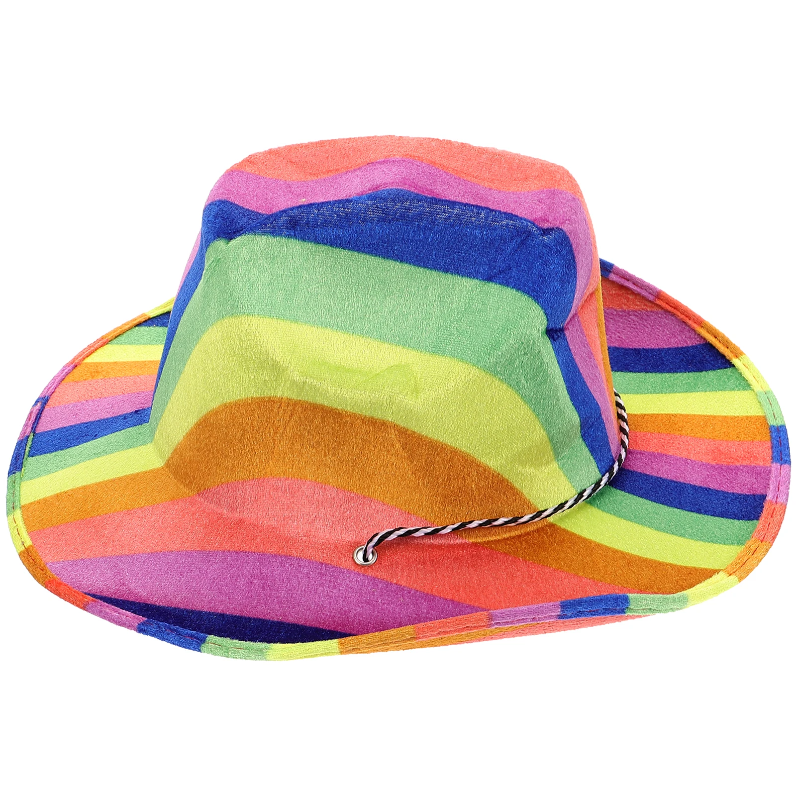 

Rainbow Cowboy Hat Women Cosplay Party Carnival Costumes Stripe Fancy Dress Colorful Western Hat Lightweight