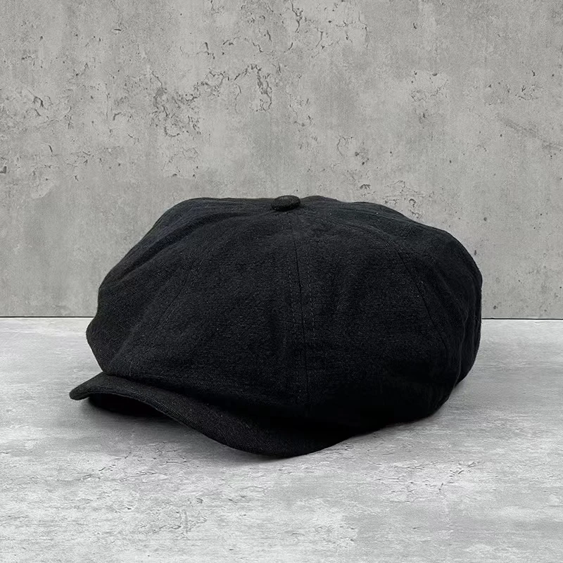 Cotton Linen Newsboy Caps Plus Size 63CM Men\'s Spring Summer Thin Retro Beret Hat Fashion Wild Casual Hat Unisex Octagonal Hats