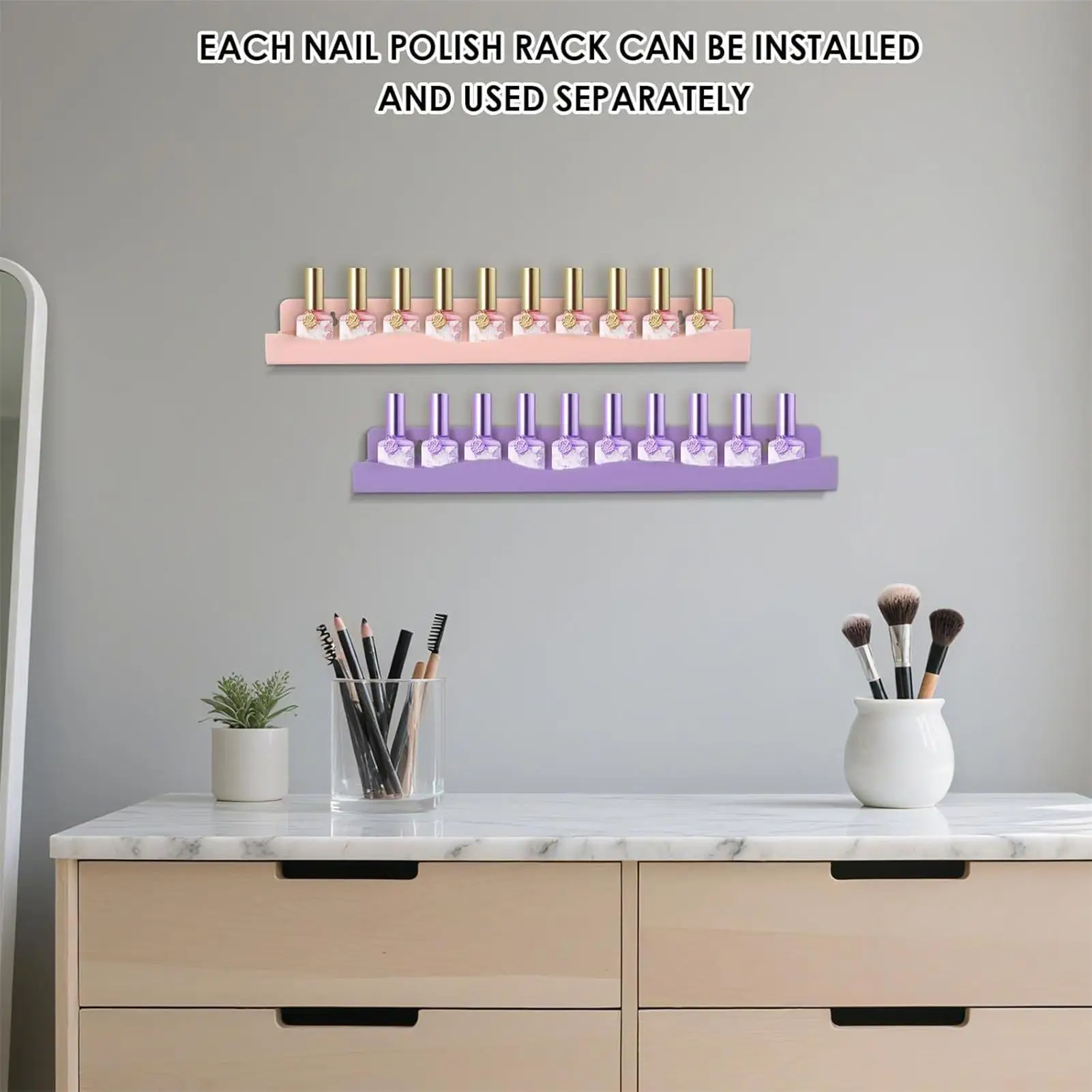 

Nail Polish Shelf Wall Mounted Acrylic Nail Polish Wall Mounted Holder For Home Bedrooms Nursery Dorm Apartment Hair Salons