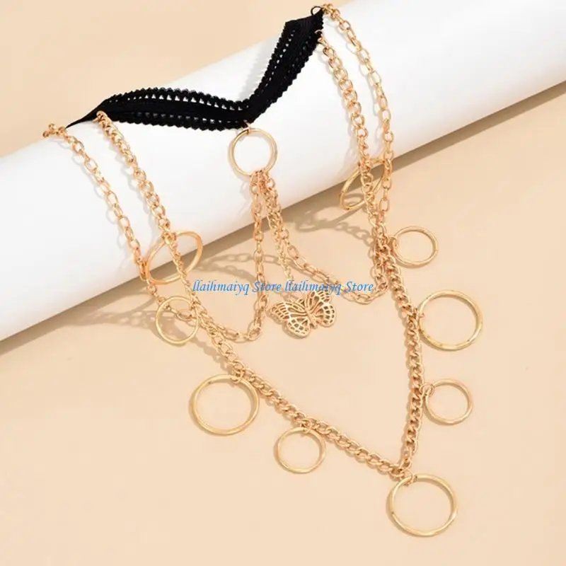 573B سلسلة ساق فاسق مع سلسلة فخذ فراشة مجوفة لتزيين الحفلات لتنورة الفتاة