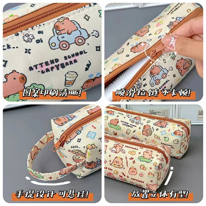 Imagem -04 - Capybara Kawaii Estojo Papelaria Organizadora Bolsa para Lápis Material Escolar Fofo