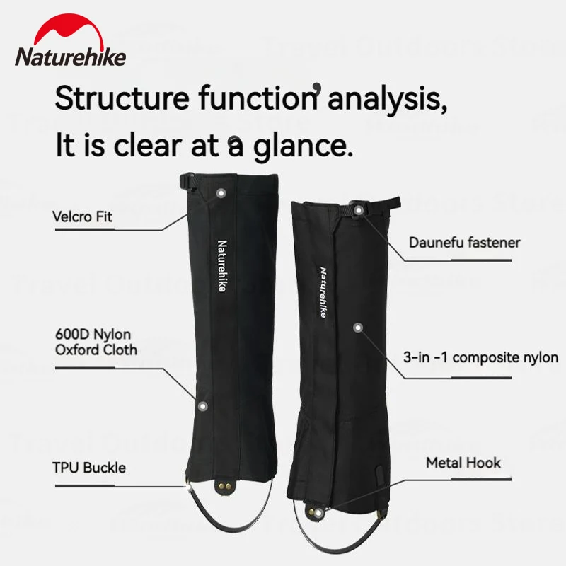 Imagem -03 - Naturehike Outdoor Caminhadas Snow Legging Polainas Tampa de Sapatos Impermeáveis Escalada Boot Lewarmers Caminhadas e Esqui Polainas Inverno