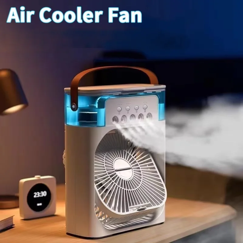 New 3 In 1 Fan AIr Conditioner Household Mini Air Cooler LED Night Light Portable Humidifier Air Adjustment Fan Office Home Fan