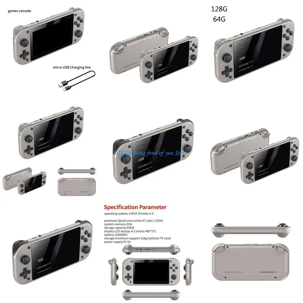 

H9EB M17 Handheld Game Console Box 4.3" Large Screen Enjoy 30+ Language Choices and 25 Emulators for Game Players