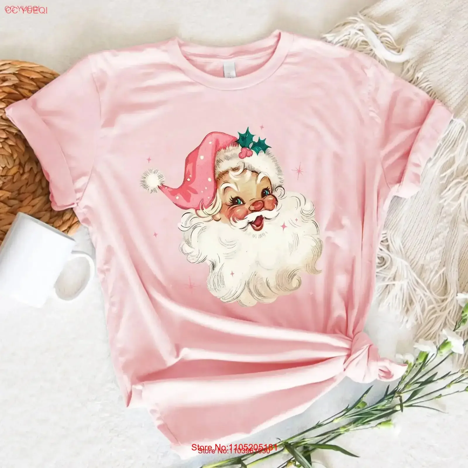 

Розовая рождественская футболка в стиле ретро с Санта-Клаусом, одинаковая семейная футболка для женщин, винтажная праздничная групповая вечеринка, лучшая винтажная мытая универсальная мягкая футболка