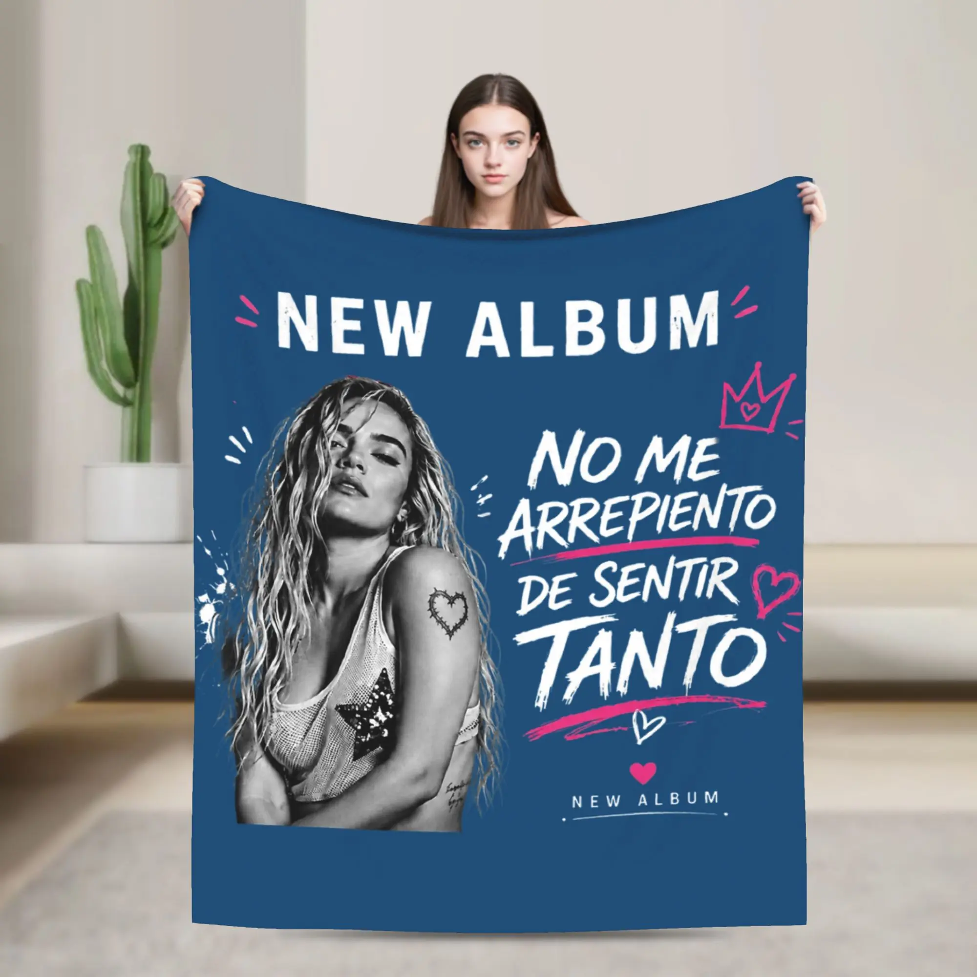 Karol G New Album Knitted Blanket Flannel no me arrepiento de sentir tanto Soft Throw Blanket for Outdoor Travel Bedspread