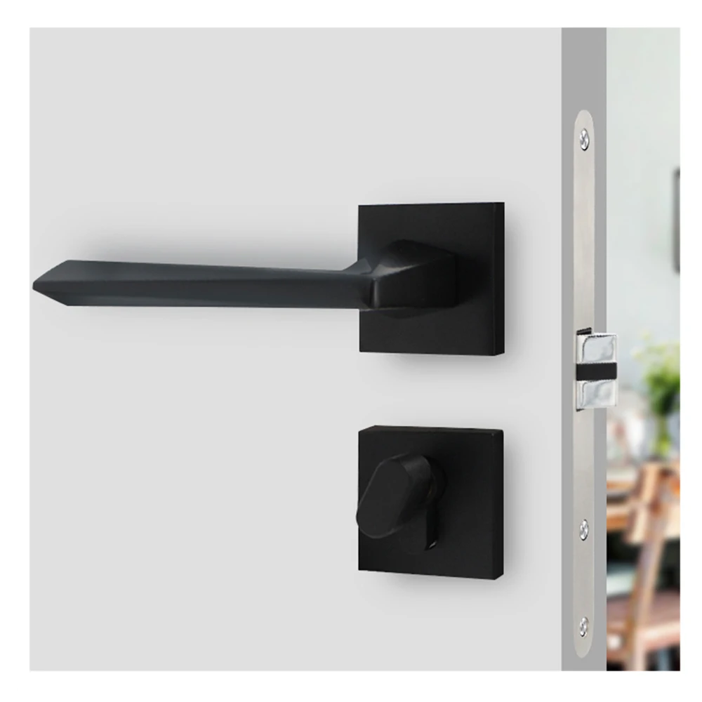 

Popular Design Sense Matt Black Handle Mechanical Door Lock for Interior Door Residential Polygon Door Lock