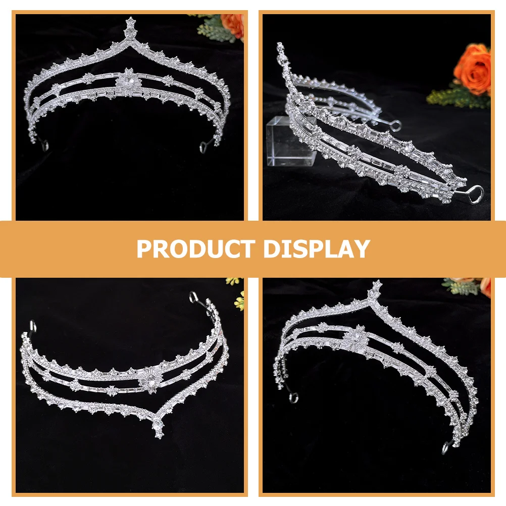 أنيقة العروس تيارا حجر الراين عقال الزفاف تاج الزفاف غطاء الرأس حفلة إكسسوارات الشعر للنساء العروس عقال #3