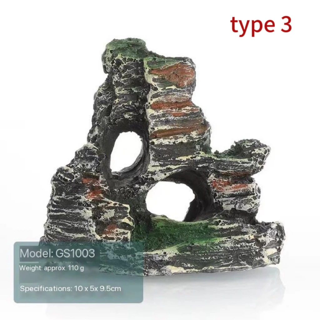 Fish Tank Landscaping Ornamental Rockery Simulation Resin Process Aquarium Decoration Explosive Rock Decoration Fish Hiding Cave