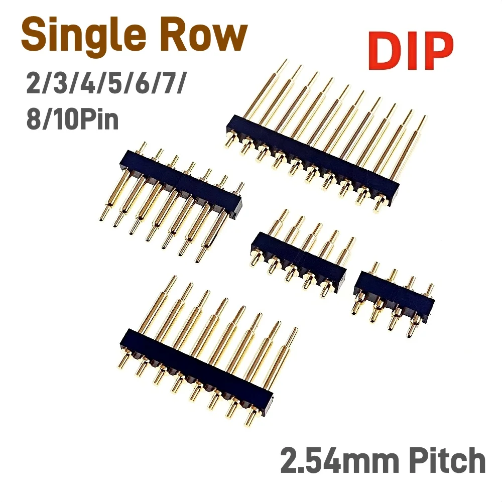 2 Pcs Male Spring Loaded Pogo Pin Connector Single Row 2.54MM Pitch 2 3 4 5 6 7 8 10 Positions TH DIP SMD Pad