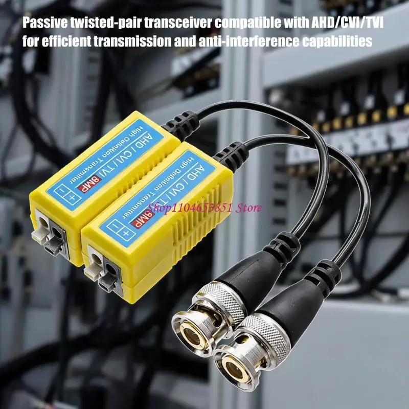 Video Balun Transceiver for Security Camera Wiring with BNC Male Connectors, Twisted Pair Terminals,for AHD/TVI/CVI/CVBS CCTV