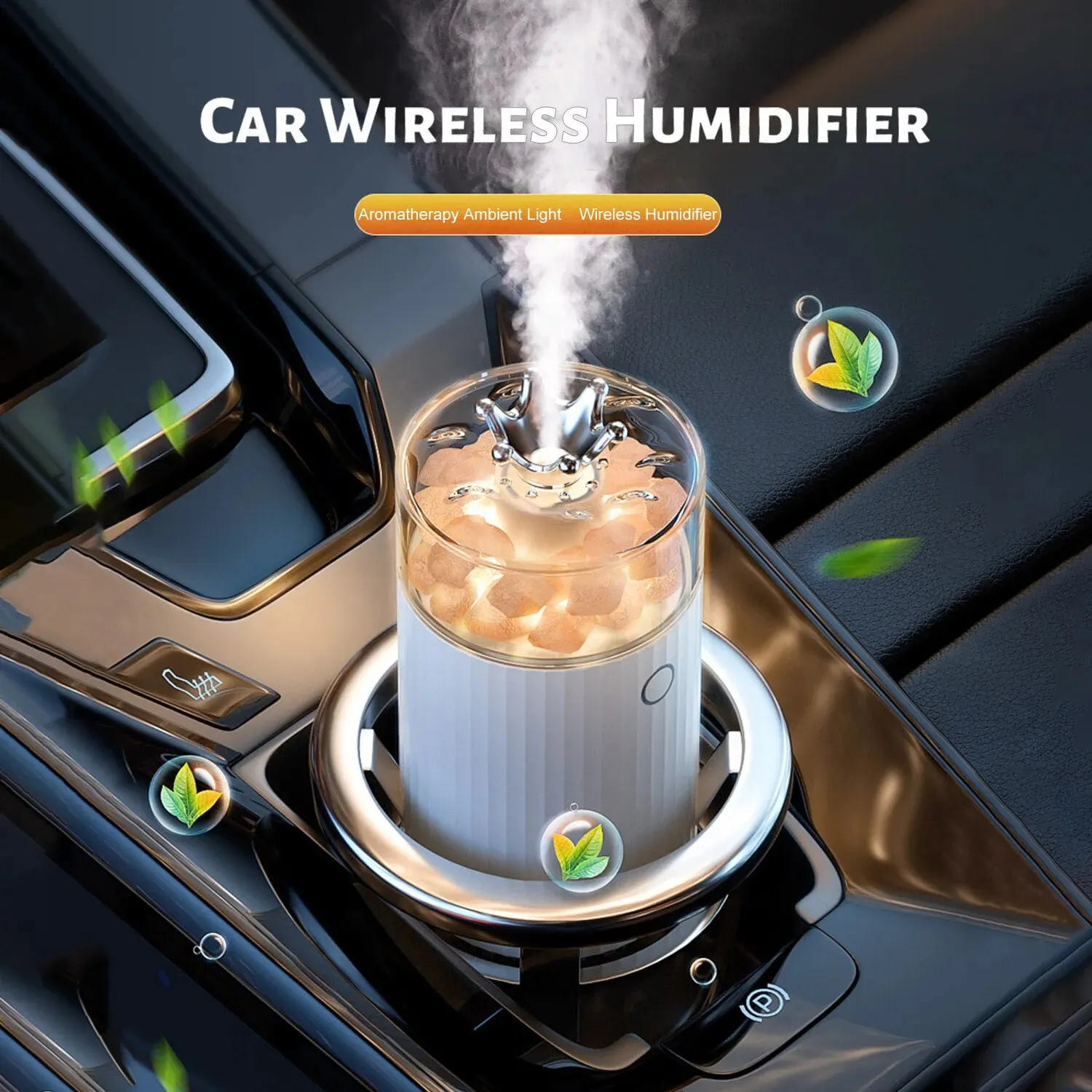 High Quality Car Wireless Humidifier Portable Crown Air Moistener Long-lasting Colorful Air Humidifier for Bedroom Office Car