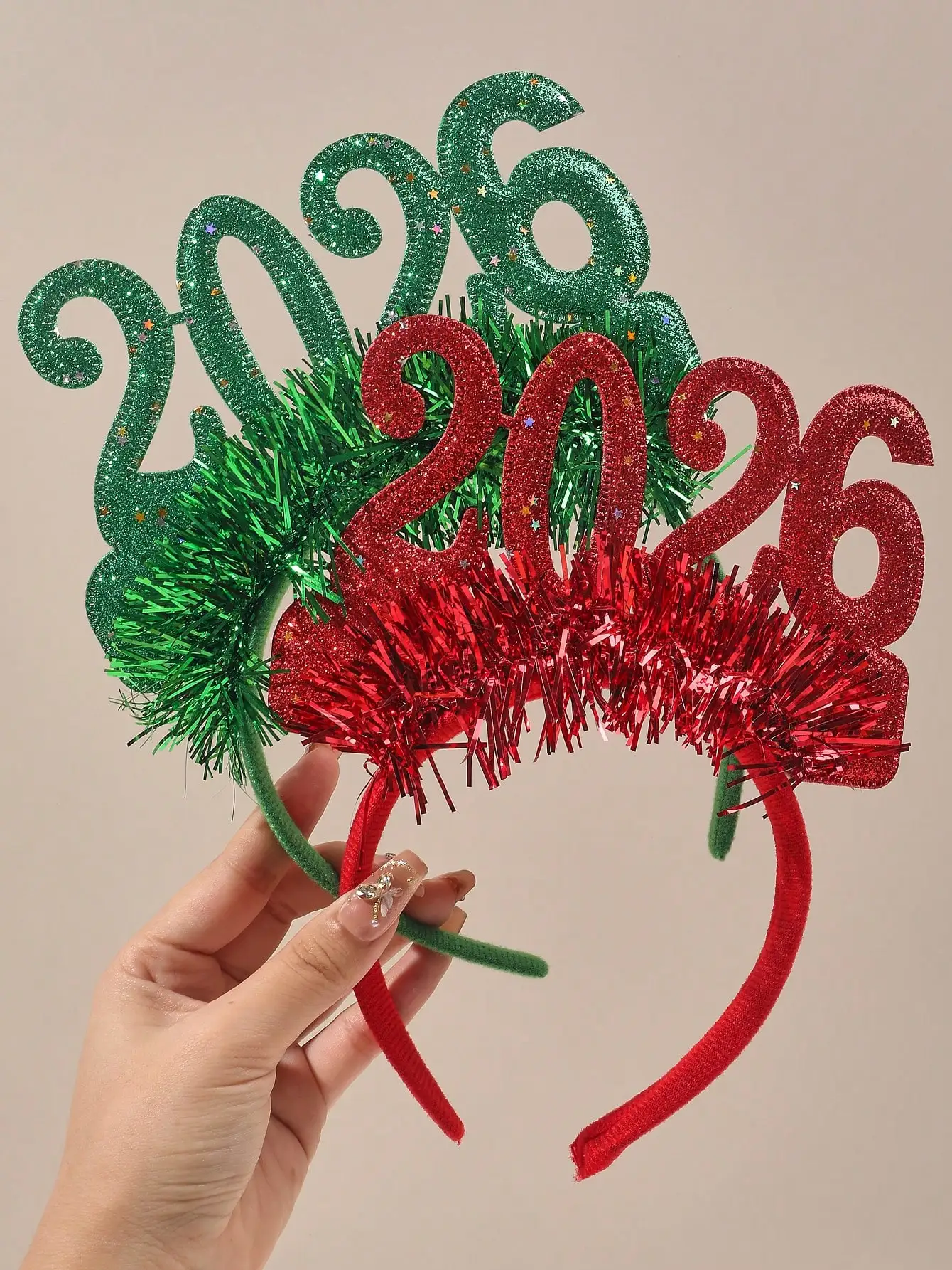 2026 السنة الجديدة عقال للحفلات الاطفال بريق إكسسوارات الشعر مضحك صور الدعائم عيد الميلاد الديكور 2026 هدايا عيد للنساء