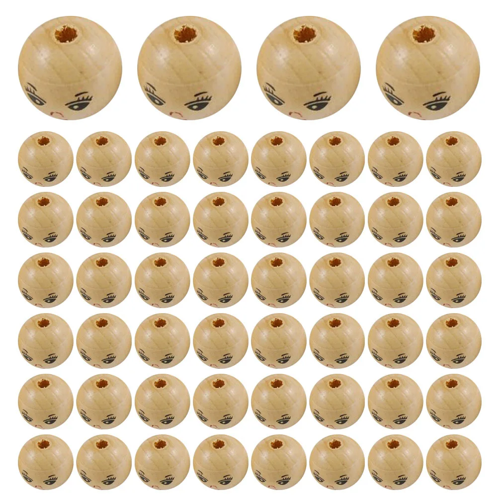 

100Pcs 14mm Laughing Face Wooden Beads Round DIY Craft Beads Jewelry Making Accessories Natural Wood Smooth Surface