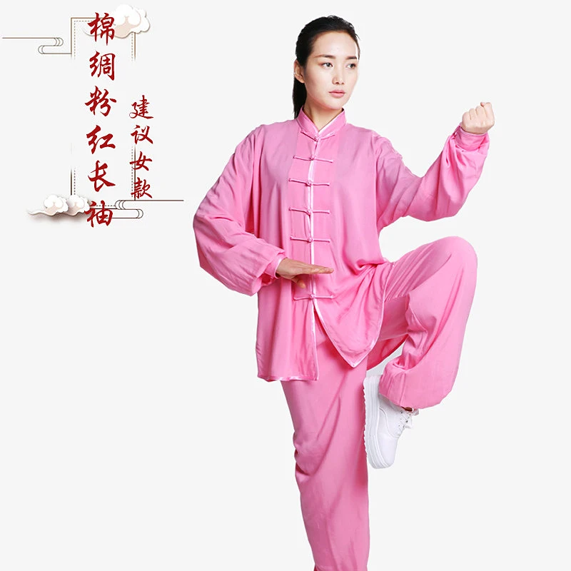 Women's and Men's Cotton Silk Tai Chi Uniform Spring Autumn Short Sleeve Martial Arts Practice Performance Chinese Style