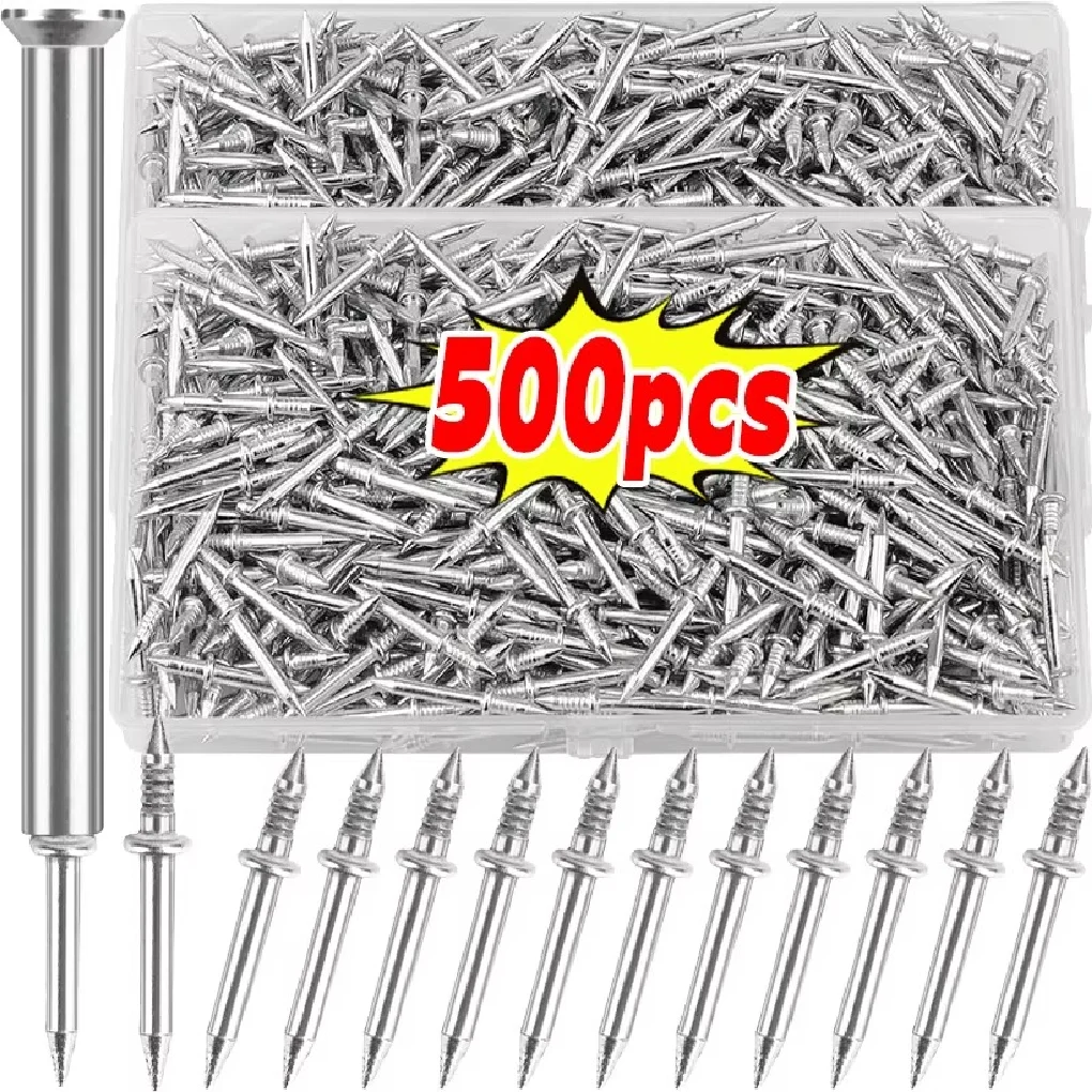 50-500pcs Double-Headed Wall Nails Thread Invisible Safety Screw for Skirting Boards Cement Metal Nails Wood No Trace Fixator
