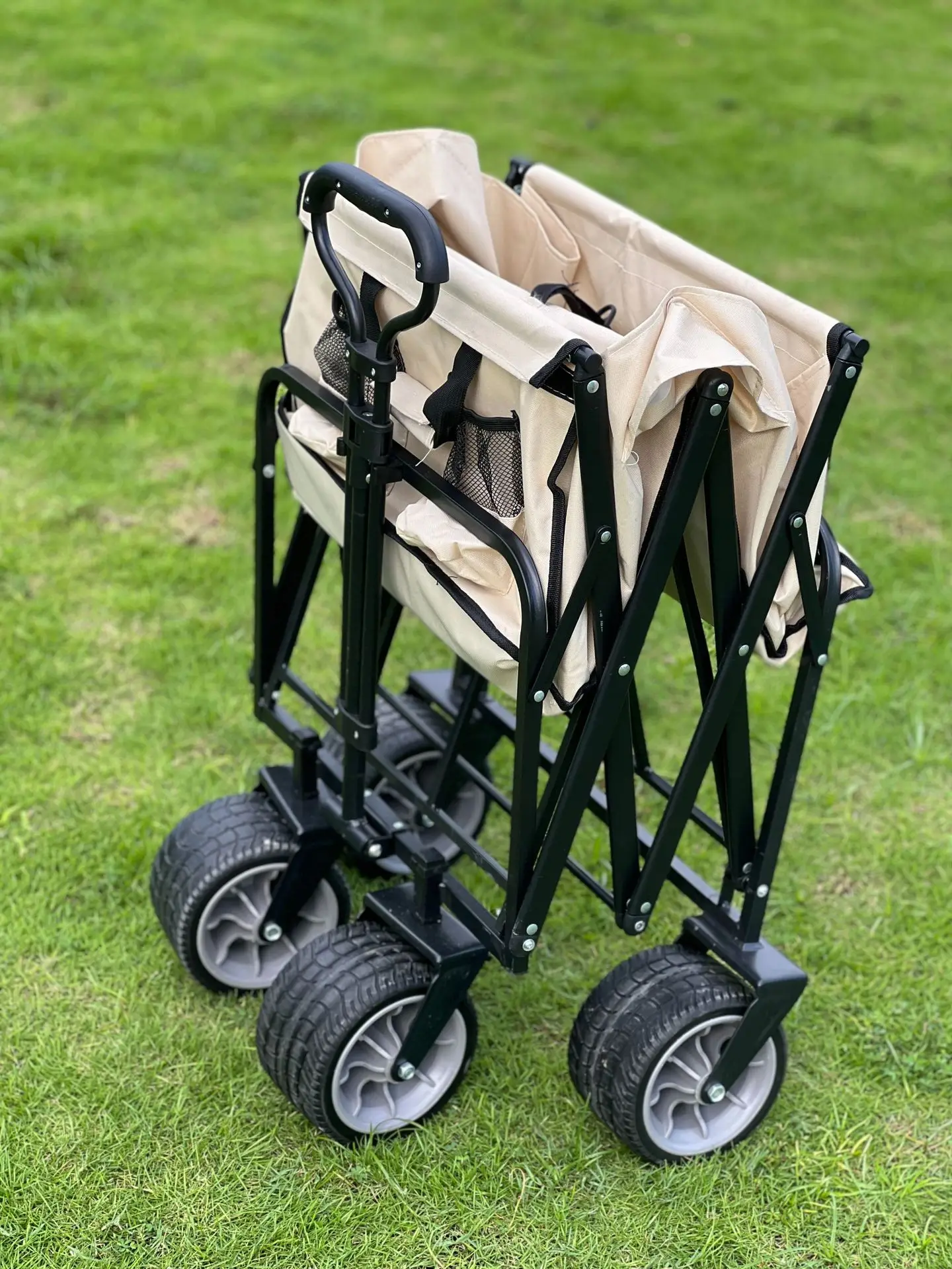 Heavy Duty Collapsible Folding Wagon Utility Outdoor Camping Cart with Universal Wheels & Adjustable Handle