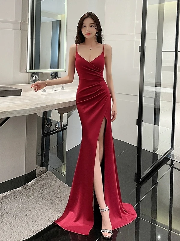 

Сексуальное длинное вечернее платье с разрезом и высокой талией, на молнии, уникальный дизайн, роскошное, на заказ