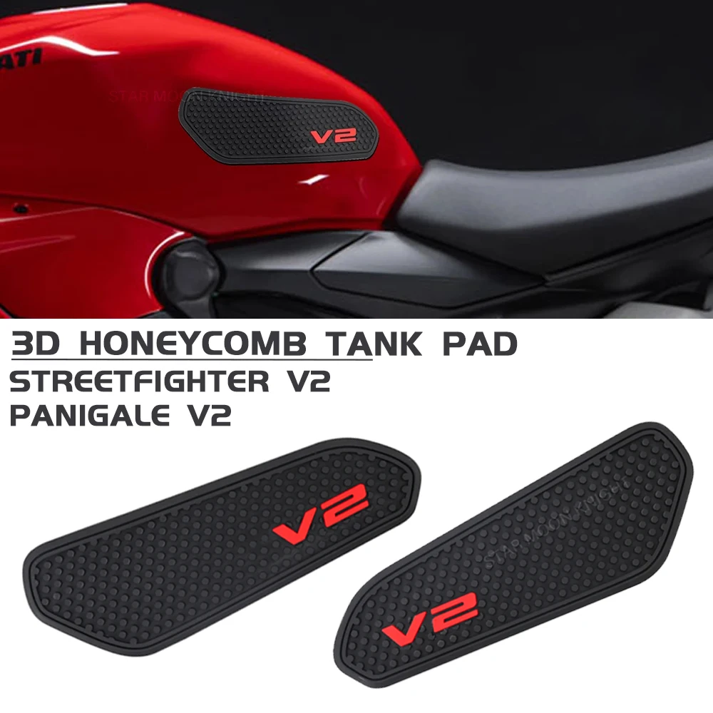 

For Ducati Streetfighter V2 Panigale V2 2020- Side Fuel Tank Pad Tank Pads Protector Stickers Decal Gas Knee Grip Traction Pad