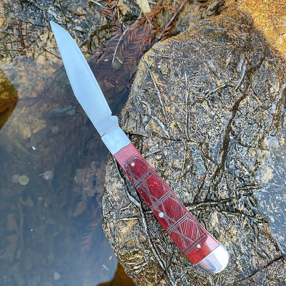 Watchman Trapper couteaux poche Double lames couteau pliant à Joint coulissant poignées osseuses classiques finition miroir