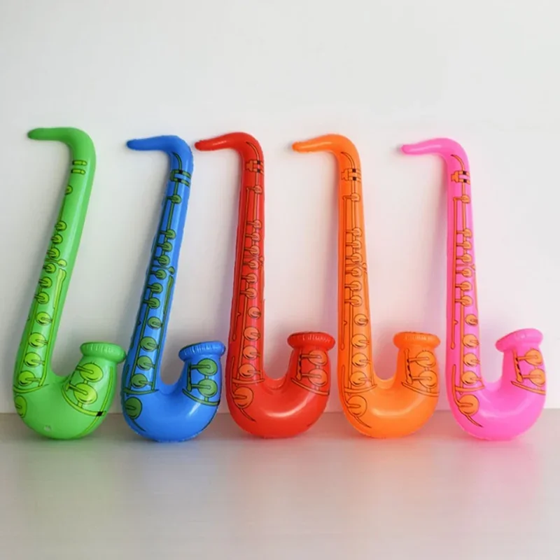 Saxofón inflable de PVC para decoración de fiestas, instrumento Musical divertido de 6 piezas, estilo Hip Hop y Disco, para regalo