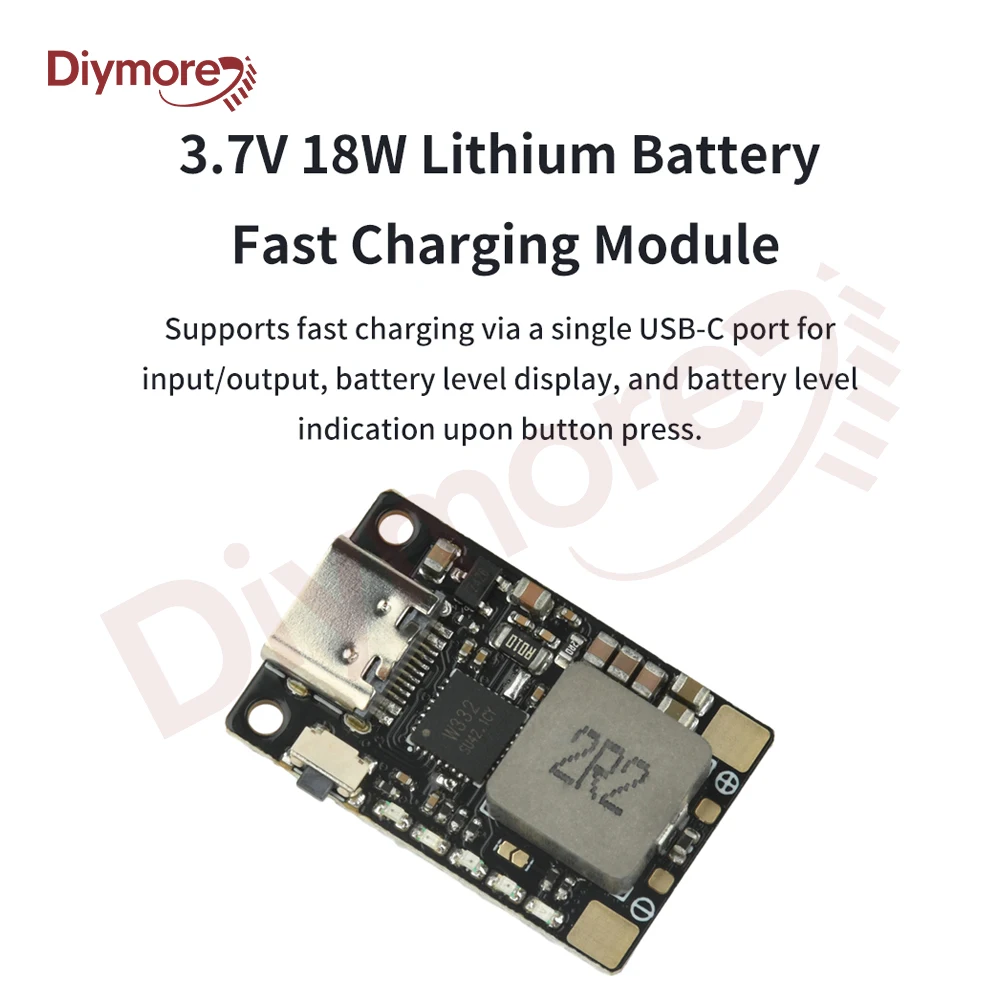 3.7V 18W Lithium Battery Fast Charging Module Boost Type Balanced Charge/Discharge Module Suitable for Power Banks/Drones Type C