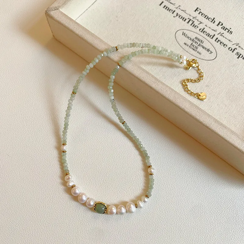 100% Natürliche Süßwasserperle & Hotan-Jade 14K Goldgefüllte Damen-Kurzkettenhalskette Schmuck Weihnachtsgeschenke für Frauen Kein Verblassen – Detail 5