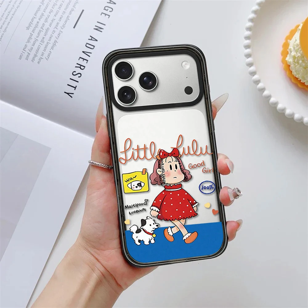 Cute Dog Walking Boy Girl Black / White Border Magnetic Phone Case Cover for IPhone 13 14 15 16 17 Pro Max Case for IPhone Air