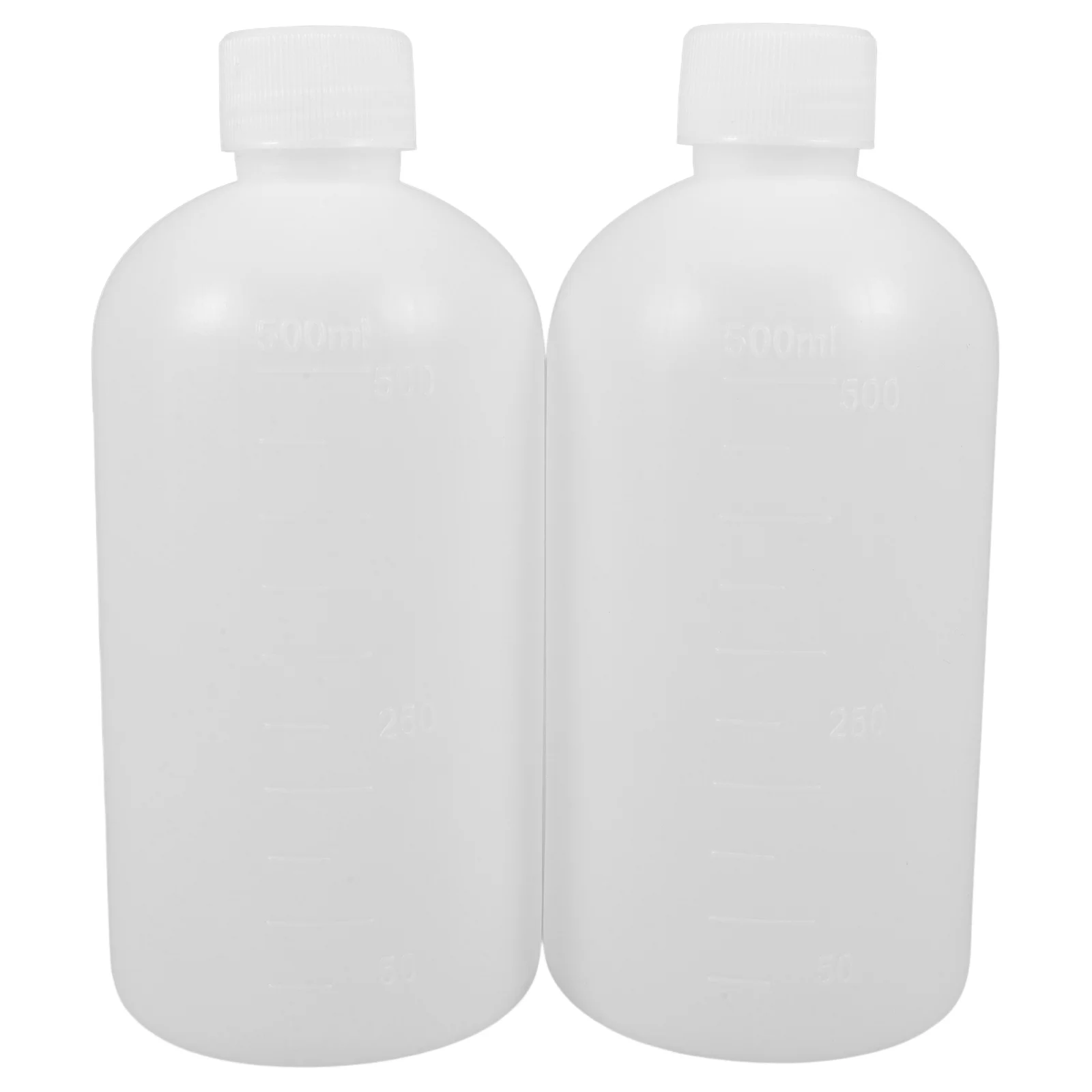 2pcs 500ml Graduated Reagent Bottles Plastic Narrow Mouth PE Lab Vials Thickened Safe Refillable Leakproof School