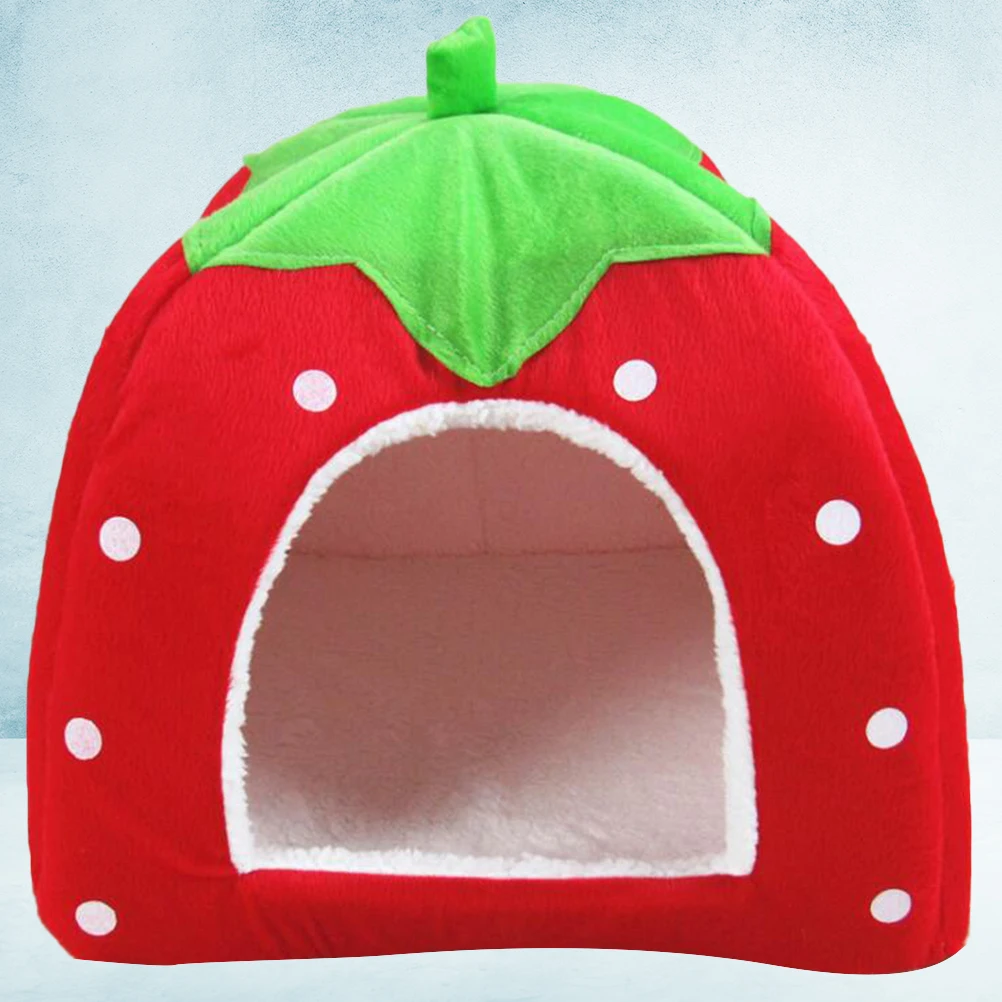 

Pet Bag Cat Nest Foldable Bed Warm House Small Indoor Strawberry Sleeping Puppy