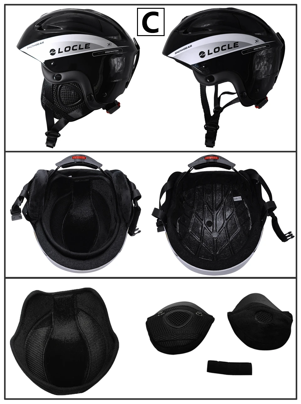 LOCLE Skihelm Herren Damen Integral geformter Kinder Kinder Skihelm Skateboard Ski Snowboard Motorrad Schneemobil Helm – Detail 11