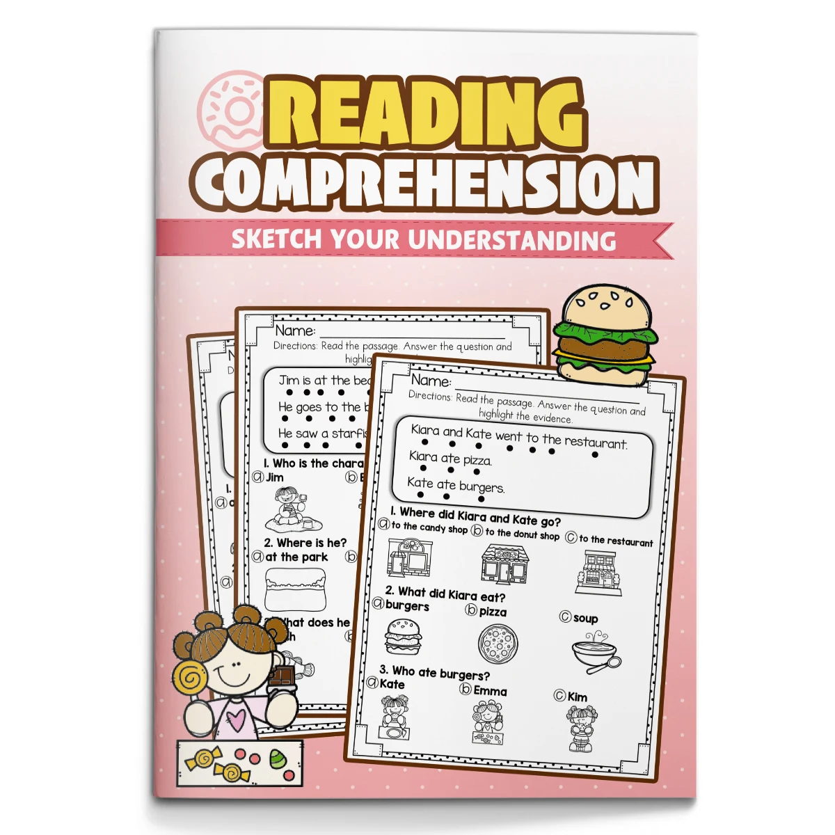 Kids Beginner English Reading Comprehension Workbook, Preschool Primary English Practice Book, Fun Early Learning Activity Book