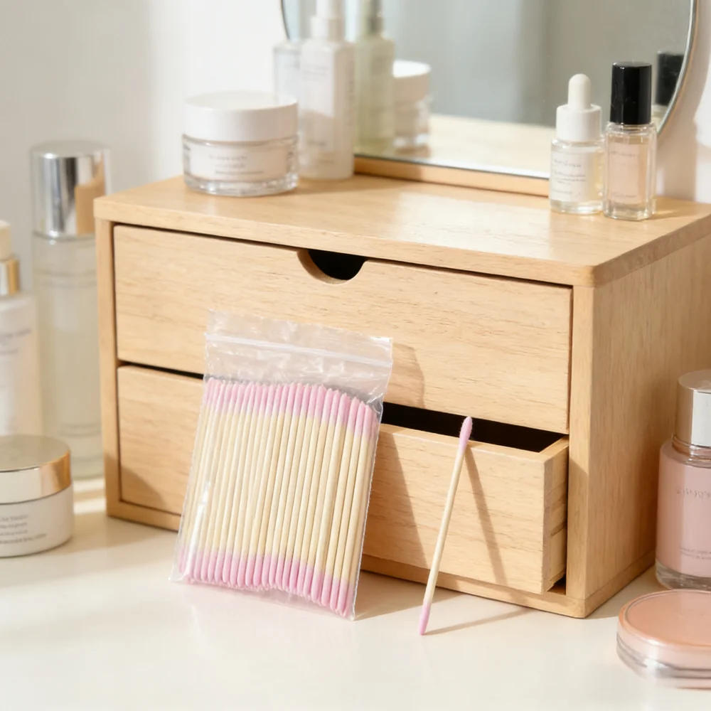 

Двусторонние деревянные ватные палочки-микробраши для очистки ресниц, ногтей, ушей, зубов, косметические инструменты для удаления клея для ресниц