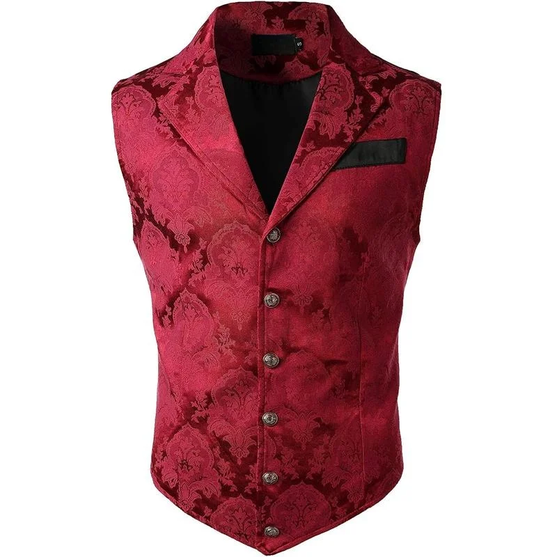 Jacket Gotinc Mens Victorian Suit Vest Steampunk Gothic Waistcoat Men's Casual Vest Stage Performance Costume Wed Evening Dress