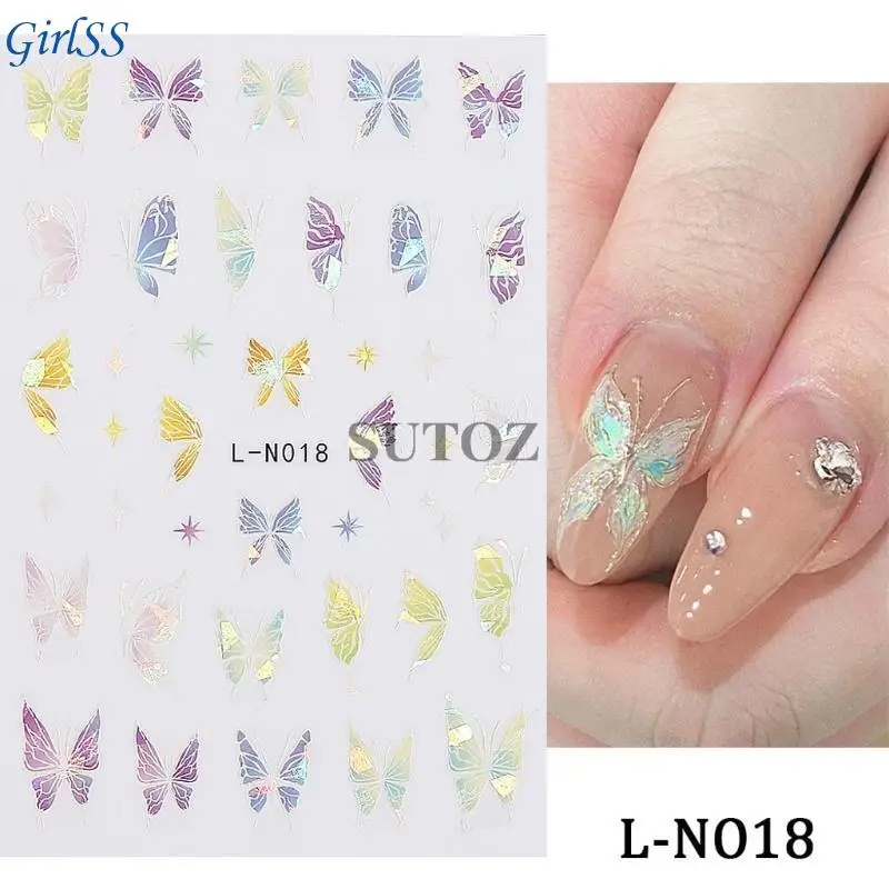 DIY Art 5D Butterfly Stickerrs Adesivo relevo dourado Dicas manicure Decoração para mulheres T4MB