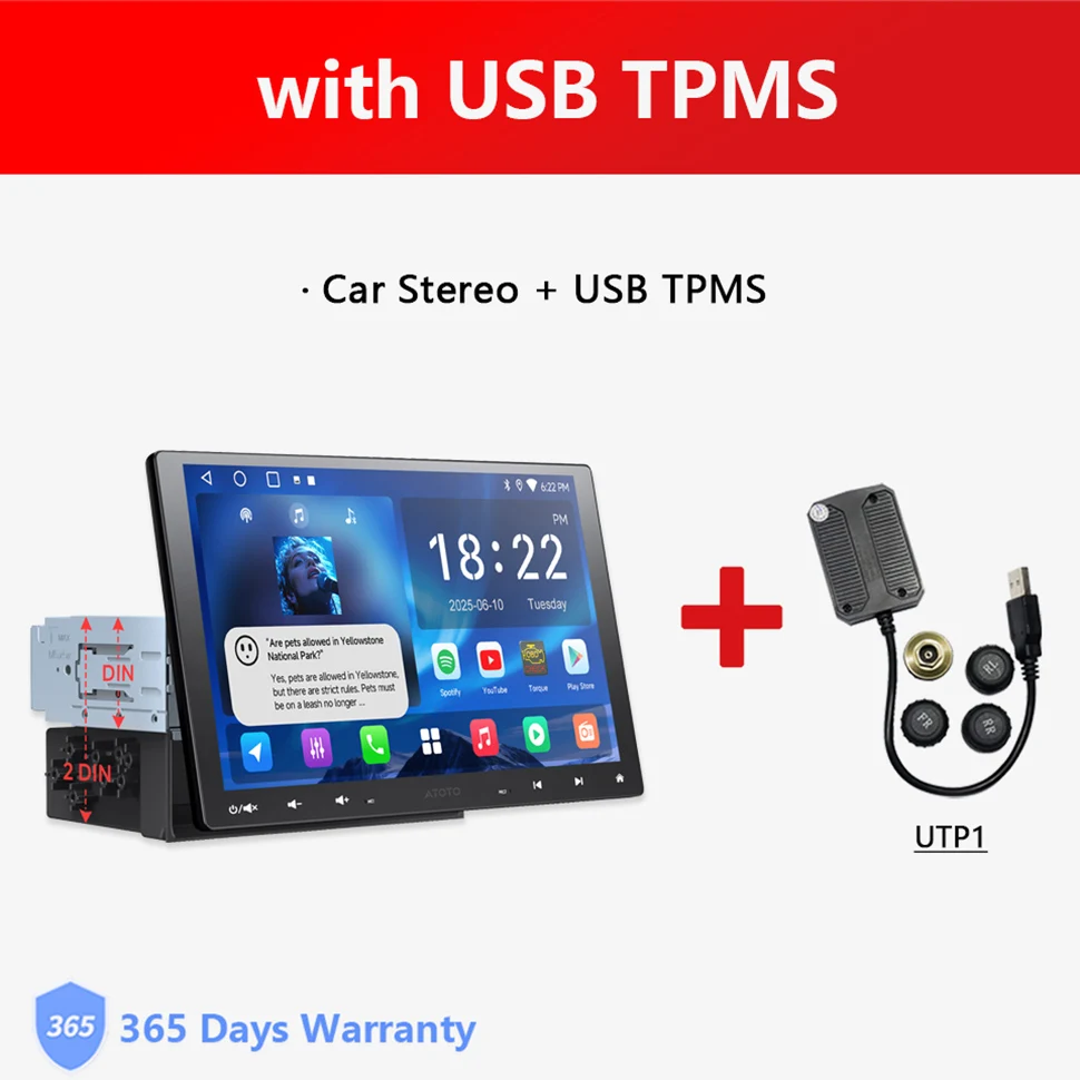 10 inch Android autoradio single 1 DIN intrekbaar scherm Apple CarPlay Android Auto 1DIN autoradio Bluetooth speler head unit