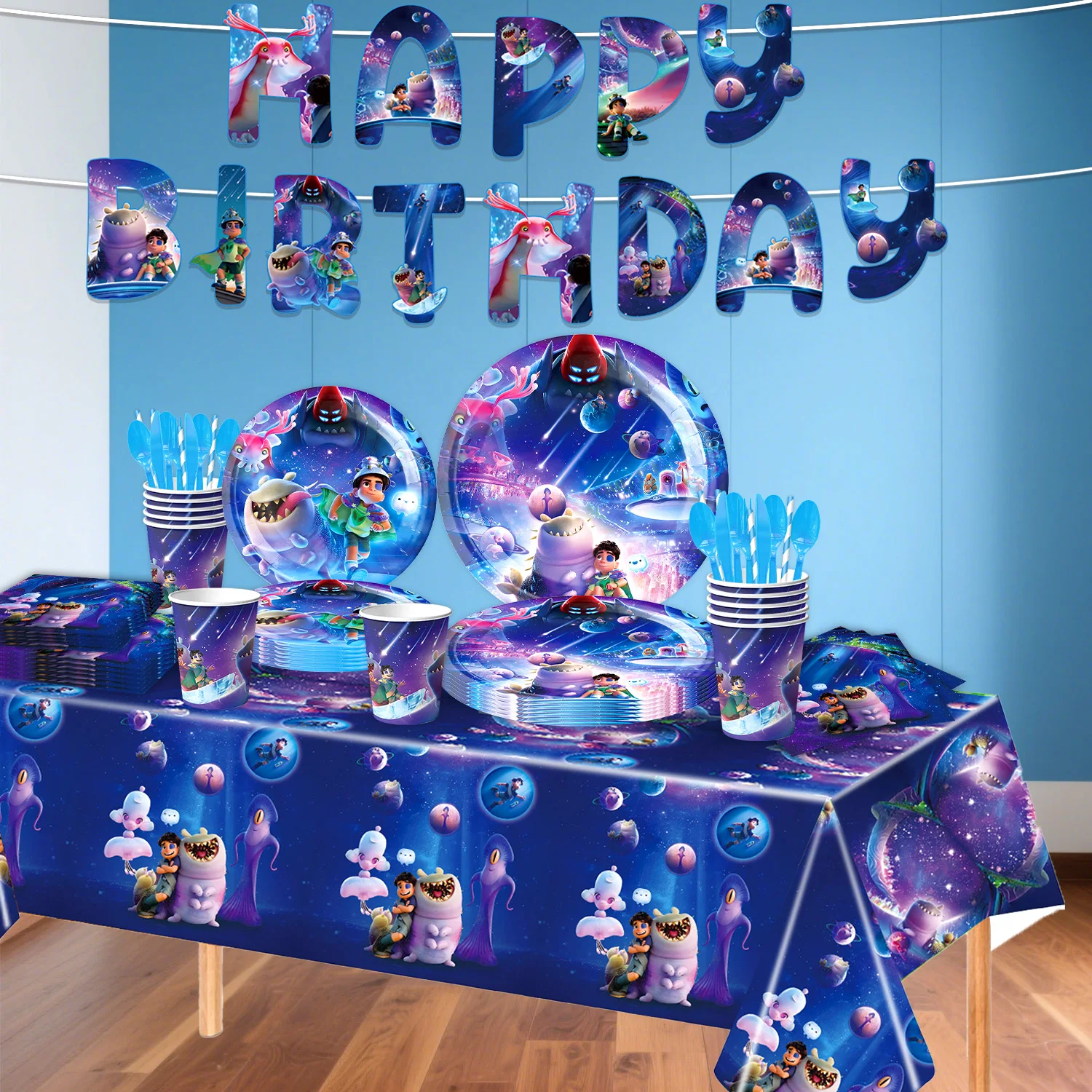 مجموعة أدوات المائدة لتزيين حفلات أعياد الميلاد من كارتون إيليو، لافتة لوحة كوب بالون للأطفال والأولاد، لوازم استحمام الطفل #2