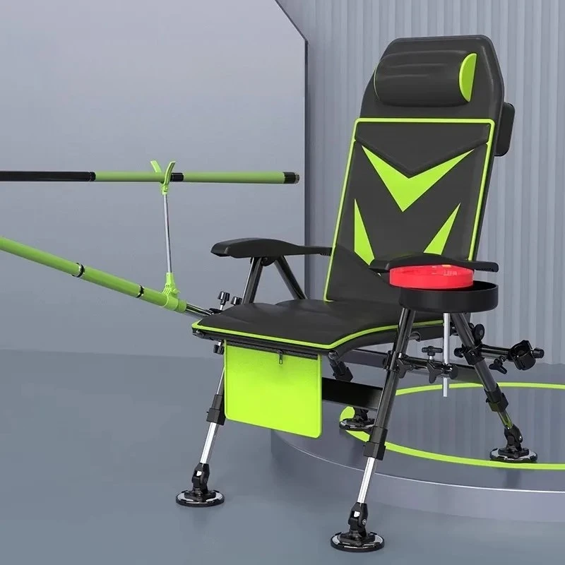 Multi-Function Fishing Chair Folding Reclining Camping Seat Heavy-Duty Portable AdjustableOutdoor Stool with Backrest River Bank
