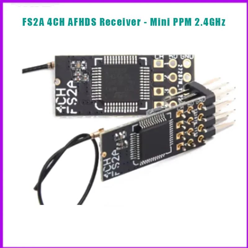 FS2A 4CH AFHDS Receiver - Mini PPM 2.4GHz 3.5-6V Input 30×15mm  FlySky i6/GT5 Compatible  RC Car/Boat/Plane