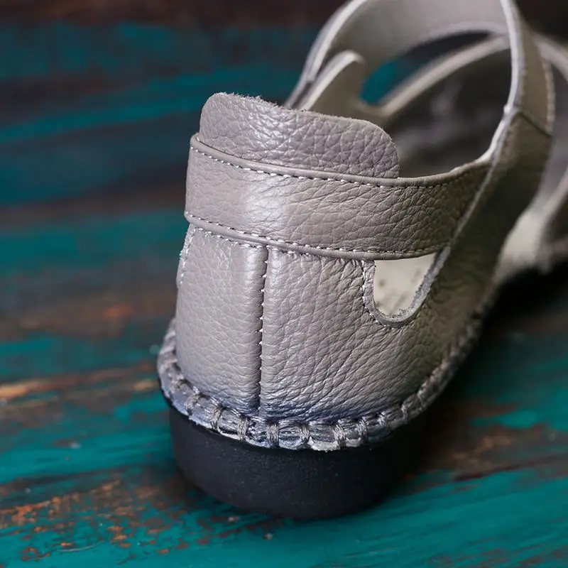 Mais tamanho 35-42 mary janes sapatos para mulher 2023 verão oco para fora do dedo do pé fechado sandália slides feminino gancho & laço mocassins de