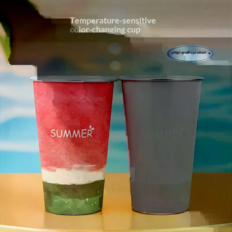 Cherry Blossom Pattern Color Changing Aluminum Cup Anti Fall For Cold Drink Beer Cola Juice Bar Outdoor Home