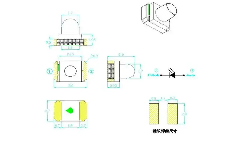 100PCS Light-emitting Diode 1209 เลนส์ SMD LED ไดโอดแสงสีเหลืองสีแดงสีเขียวสีฟ้าสีขาวลูกปัด